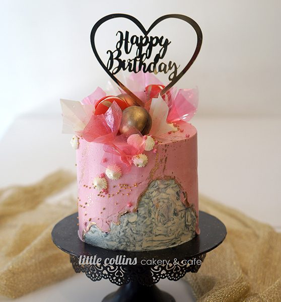 pink stone customized cake
